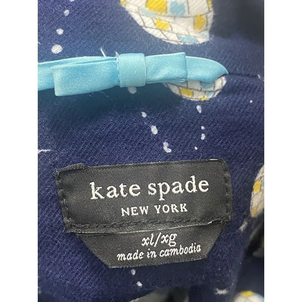 Kate Spade‎ New York Womens Flannel Long Notch PJ Set KS92573 Size XL